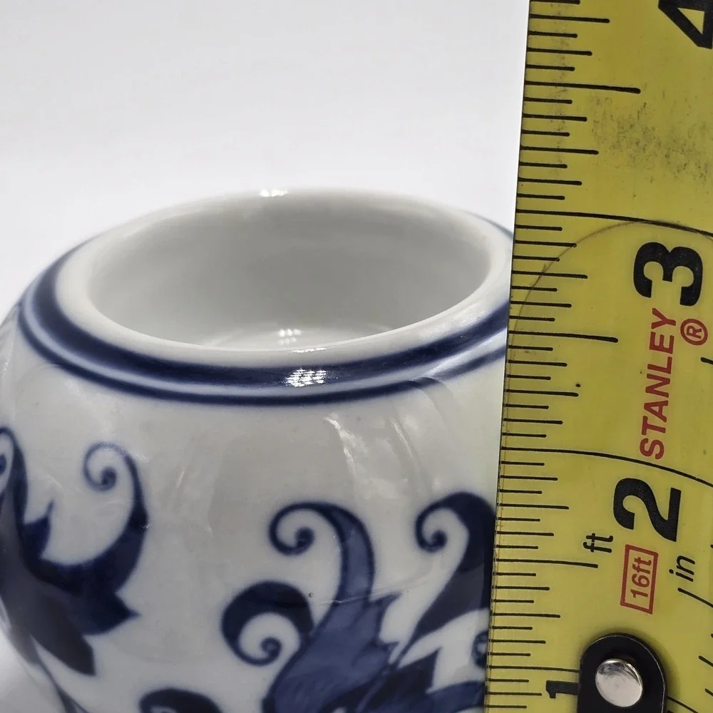 Set 4 Bombay Asian Garden Votive‎ Tea Light Candle Holders Blue & White Ceramic